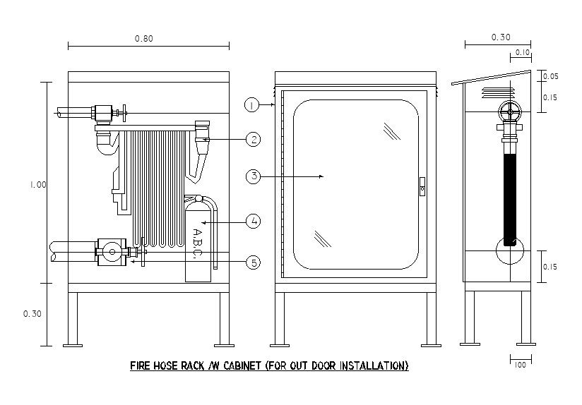 Fire Hose Rack Cabinet For Out Door Drawing DWG File