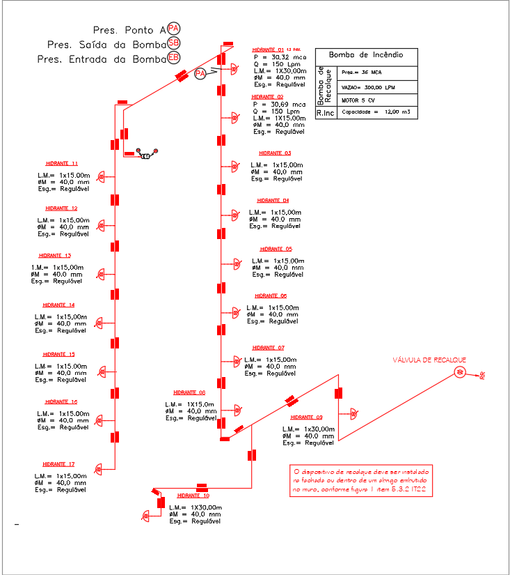 Fire Hydrant System Layout for File AutoCAD DWG File