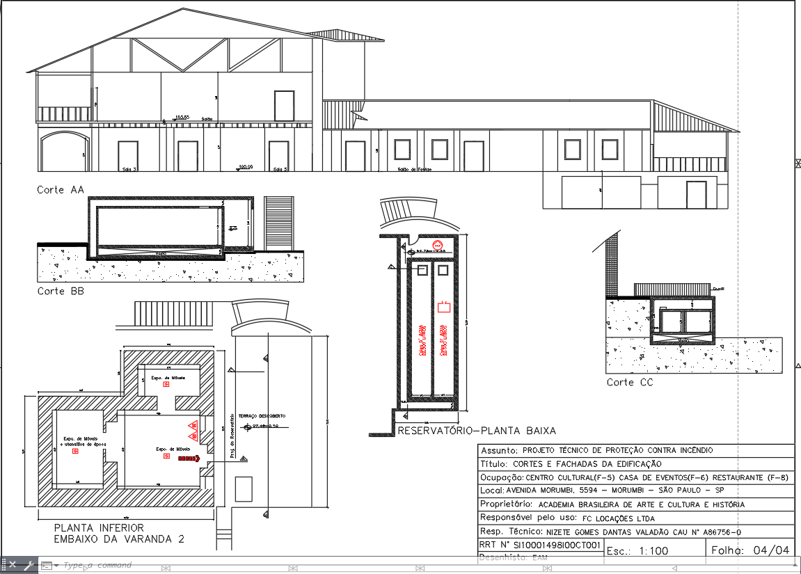Fire Protection Elevations and Sections DWG Cultural Center