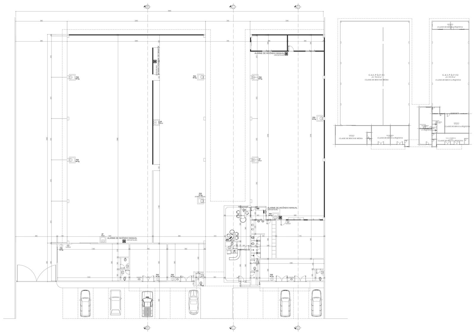 Fire alarm system for warehouse DWG AutoCAD drawing