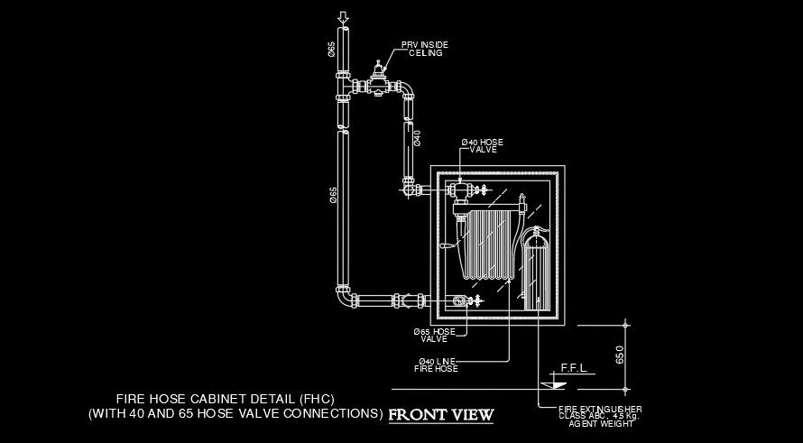 Fire hose cabinet 2D AutoCAD drawing is given in this file