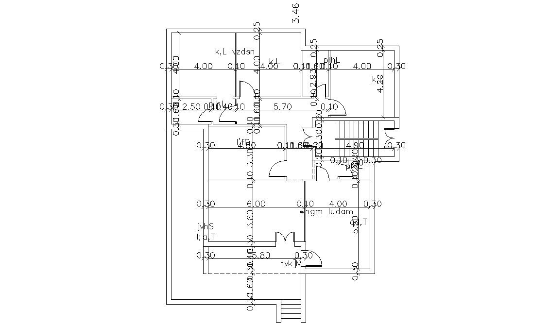 First Floor Of Residential House Design AutoCAD File