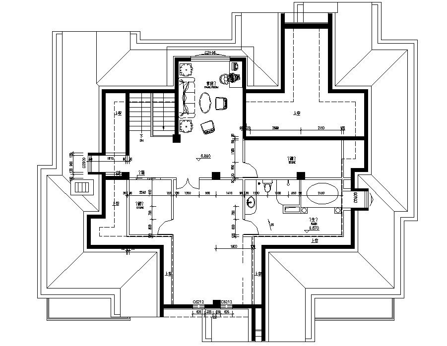 First Floor Plan With Balcony DWG File