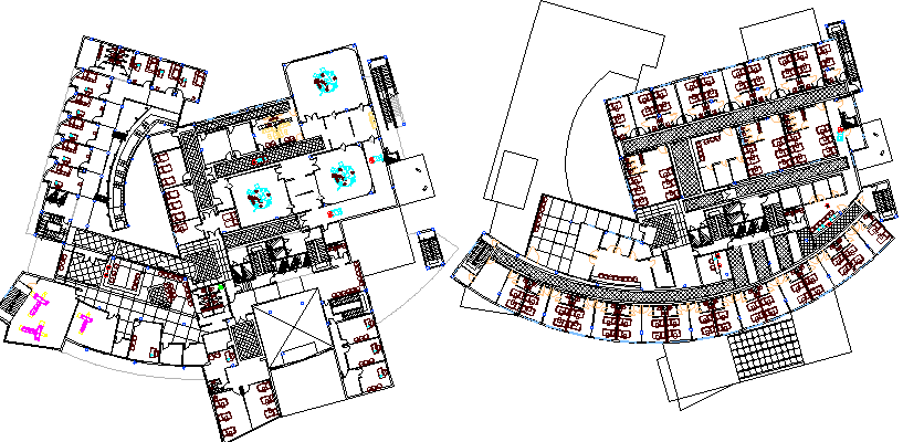 First and Second Floor plan of Specialized General Hospital Project dwg file