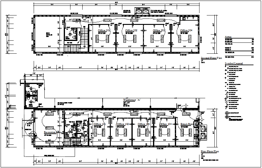 First and second floor electrical plan of corporate office dwg file