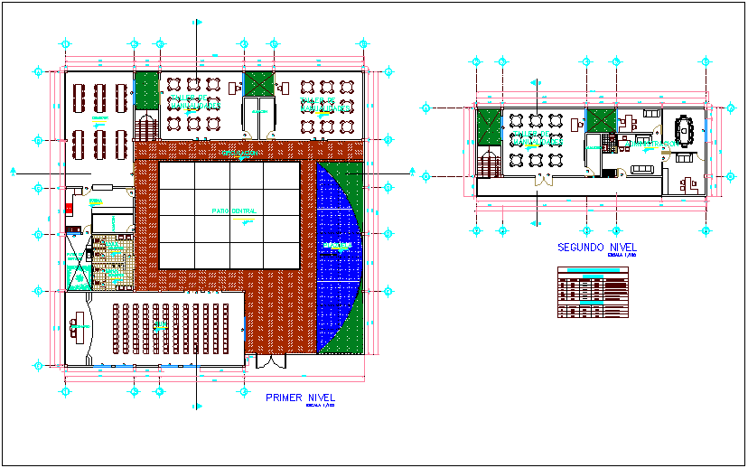 First and second floor plan for city hall dwg file