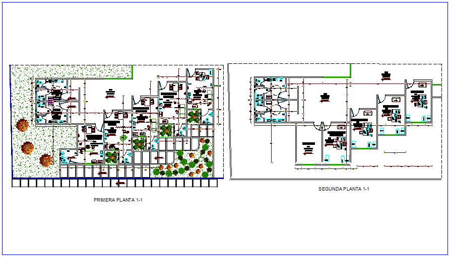 First and second floor plan of clinic dwg file