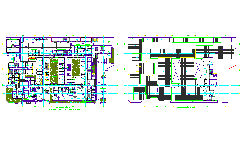 First and second floor plan of hospital dwg file
