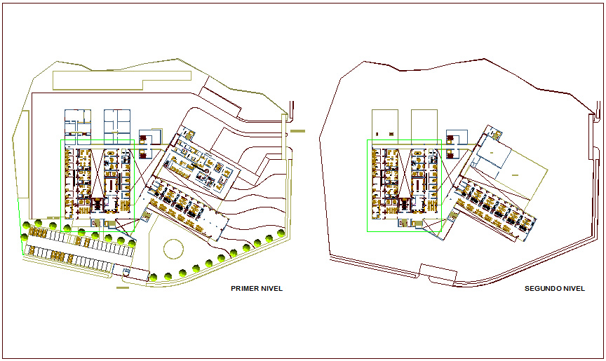 First and second floor plan of hospital dwg file