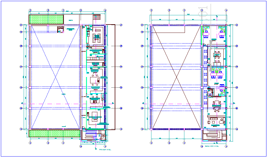 First and second floor plan of laboratory dwg file