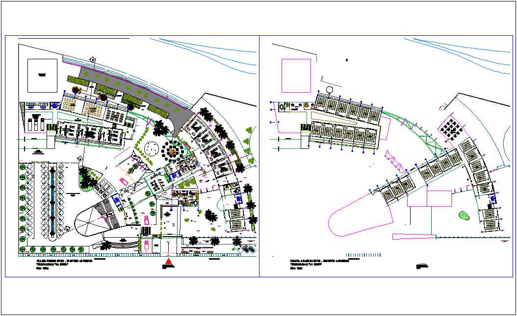 First and second floor plan of technological education center dwg file