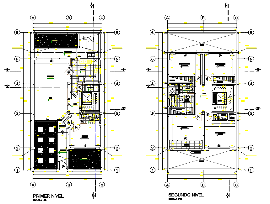 First floor and second floor Two floor family home plan layout file