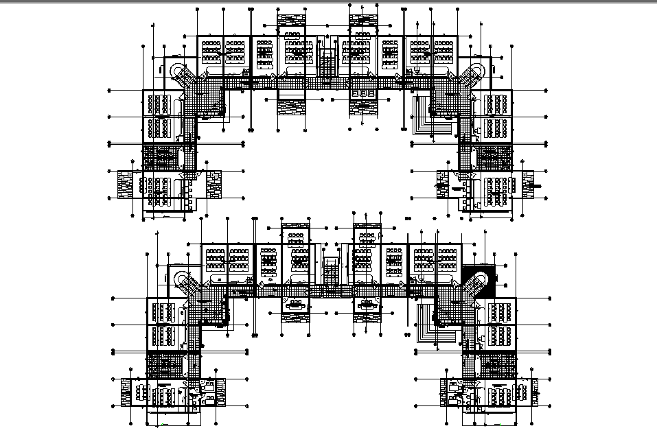 First floor and second floor business hub plan detail dwg file