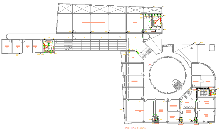 First floor architecture layout plan of municipal office building dwg file