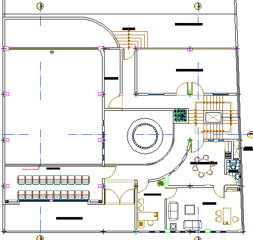 First floor architecture layout plan of municipal office dwg file