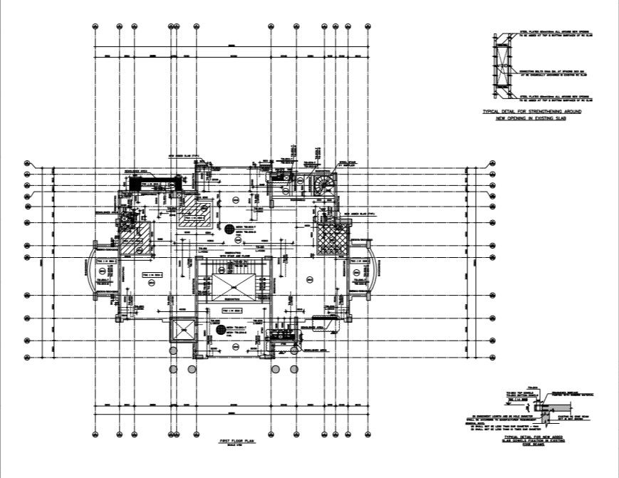 First floor demolition and strengthening plan of villa.
