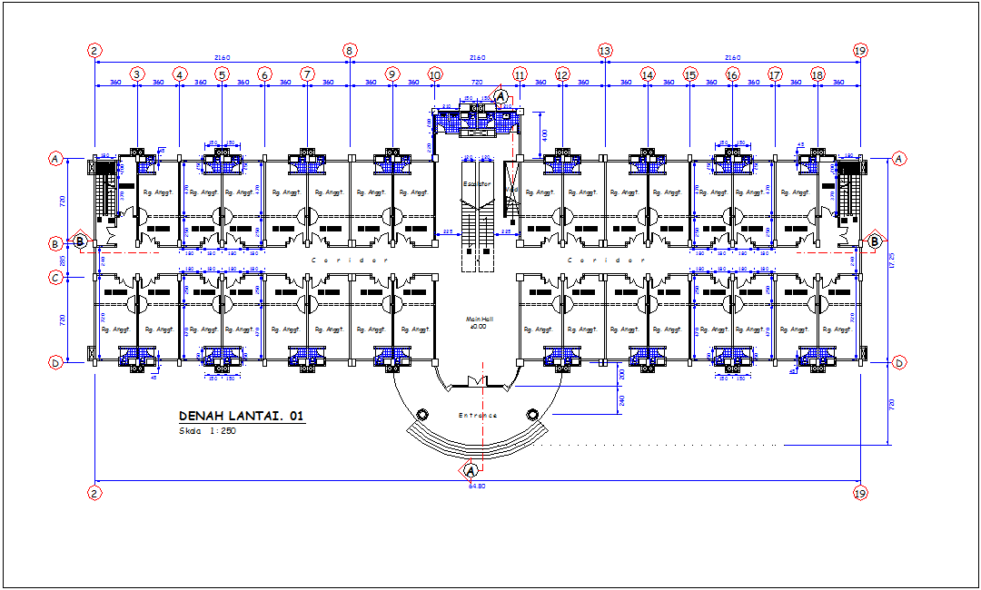 First floor design for headquarters of governments Sulawesi dwg file
