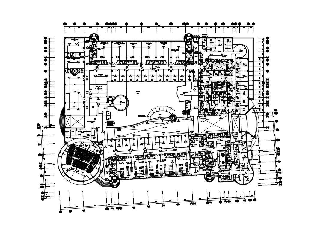 First floor distribution plan details of engineering college building dwg file
