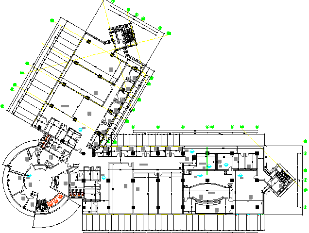 First floor layout plan details of administrative building dwg file