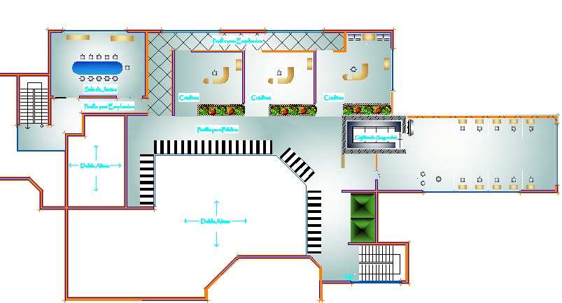 First floor layout plan details of bank building dwg file