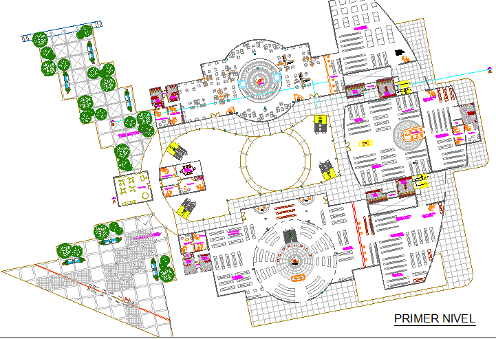 First floor layout plan details of city shopping mall dwg file