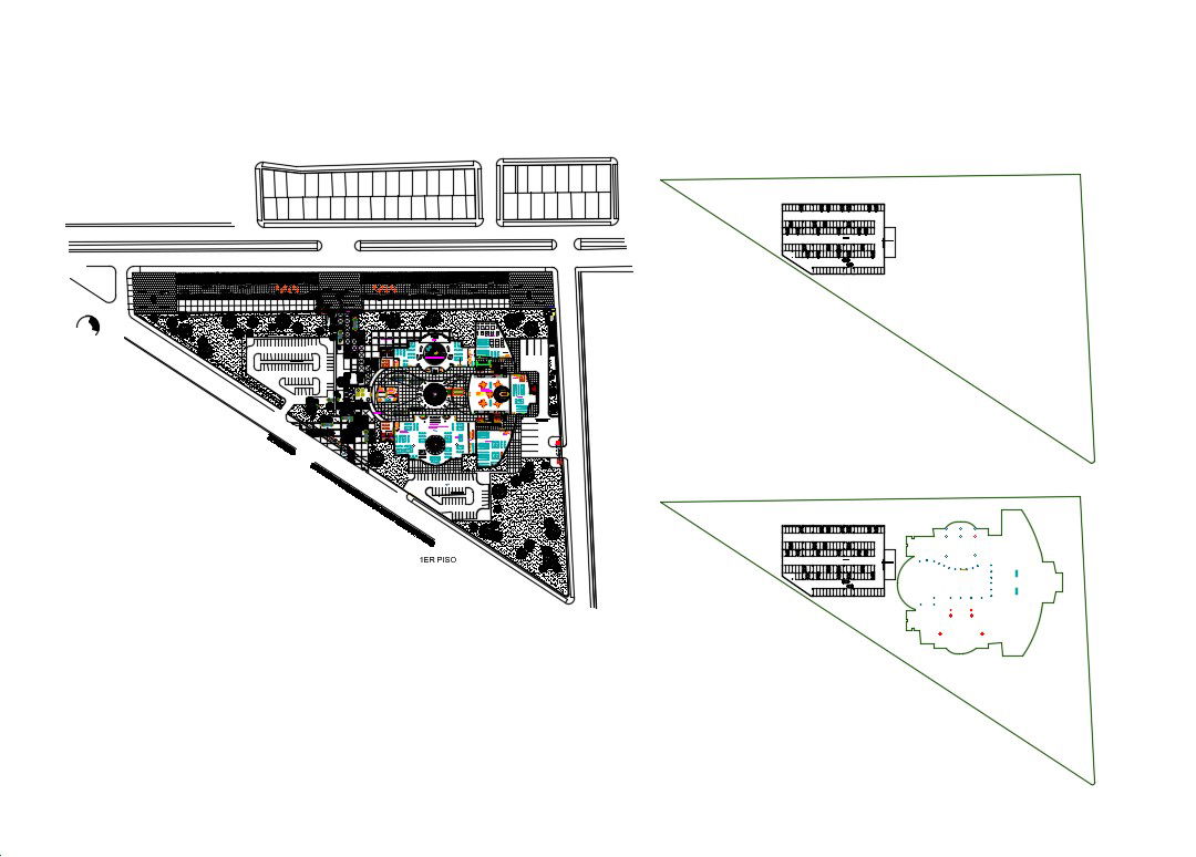 First floor plan details of commercial shopping center building dwg file