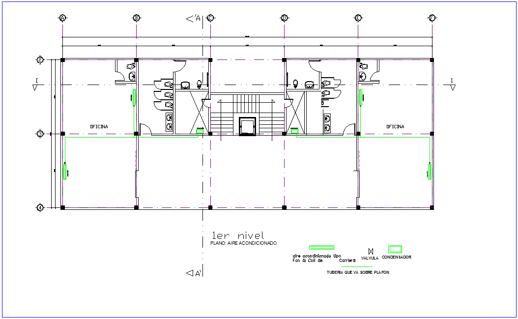 First floor plan of air conditioning system for office premises dwg file