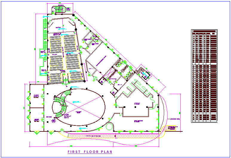 First floor plan of club house dwg file