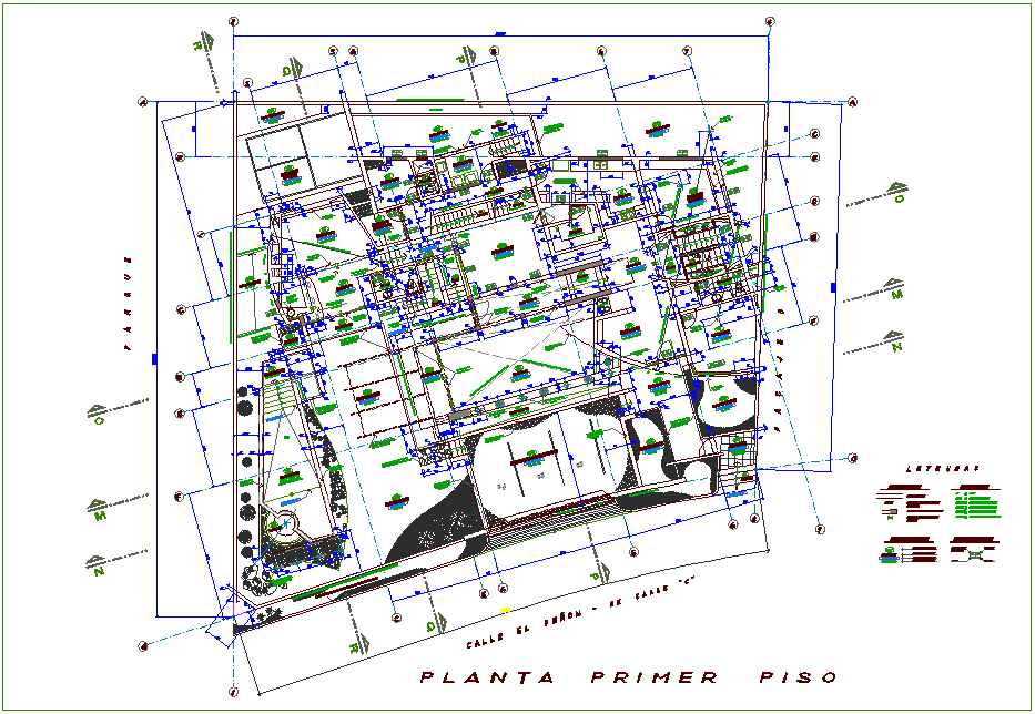 First floor plan with door and window view of house dwg file