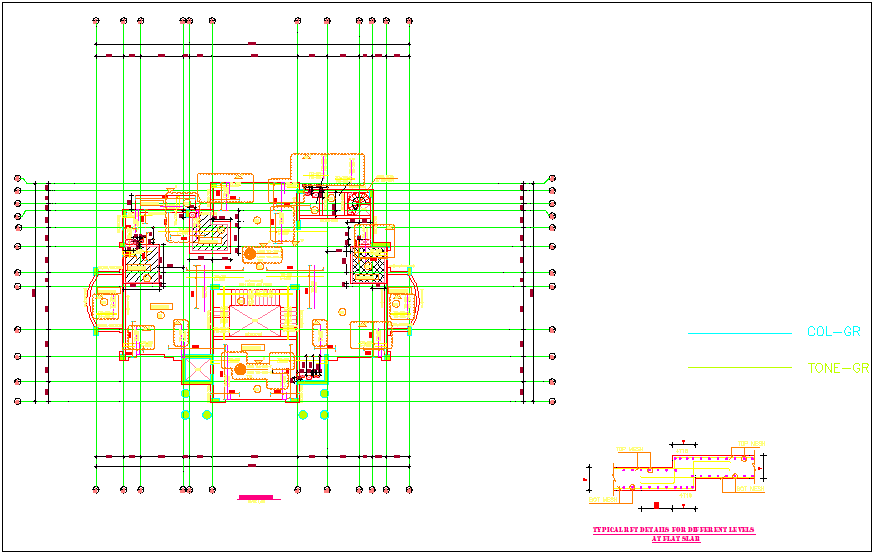 First floor plan with slab construction dwg file