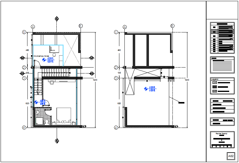 First floor plan with structural system of apartment dwg file