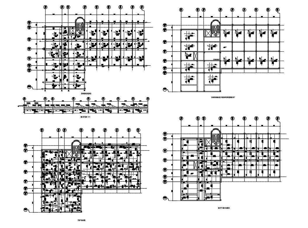 First floor slab zone and reinforced beam details dwg file