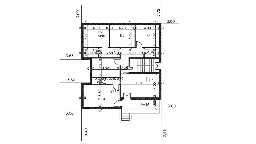 First Floor Layout Of 14x15 Meter 3 BHK House Plan AutoCAD File