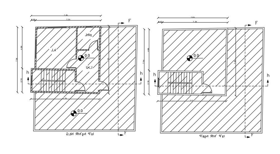 First Floor Of 12x12 Meter 4 BHK House Layout AutoCAD File