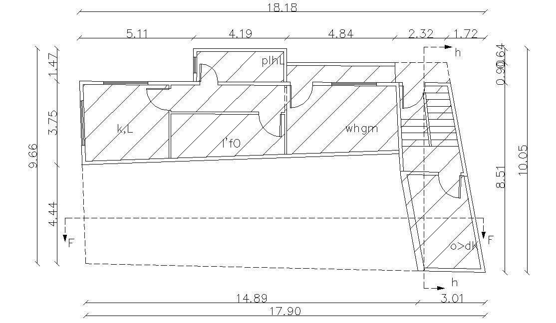 First Floor Plan Of Residential Building Design Cad File