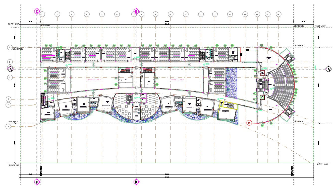 First Floor Plan Of University Plan CAD Drawing