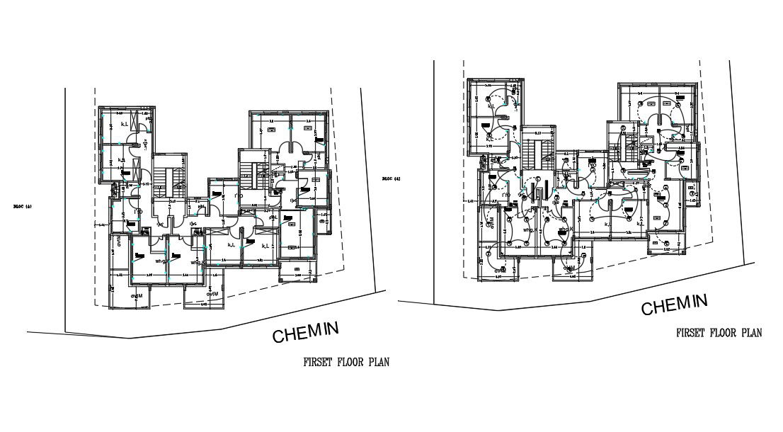 First Floor Plan With Electrical Layout Drawing AutoCAD File