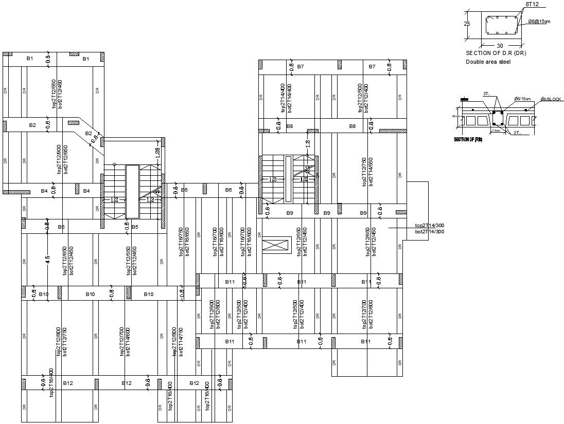 RIBS Reinforcement Section DWG for First and Second Floor