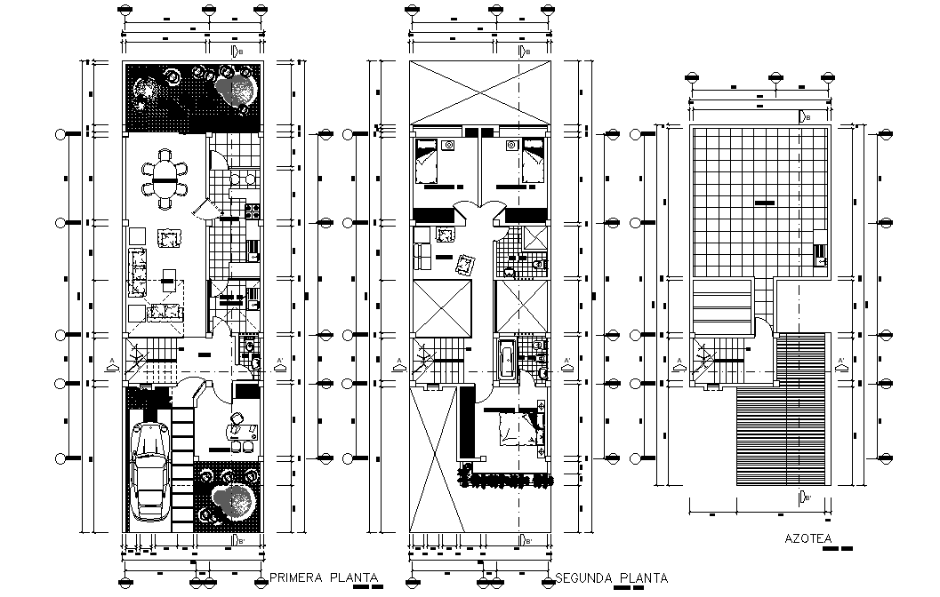 First floor and second floor plan of the residential plan is given in this 2D Autocad DWG drawing file.