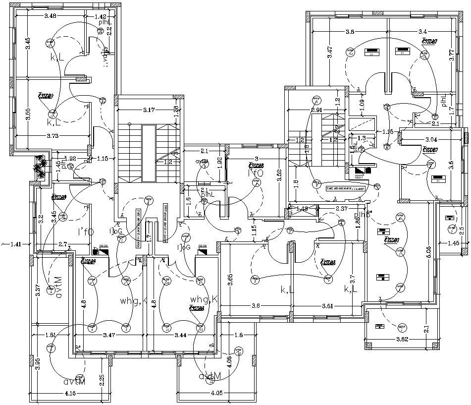 First floor electrical plan layout in AutoCAD, dwg file.