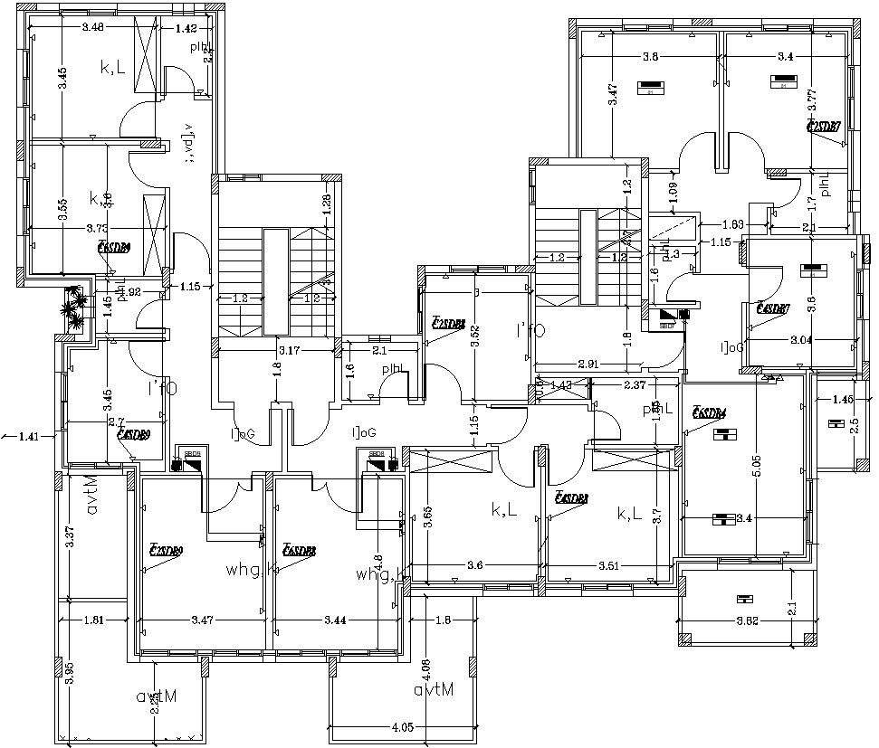 First floor plan of bungalow in AutoCAD, dwg file.