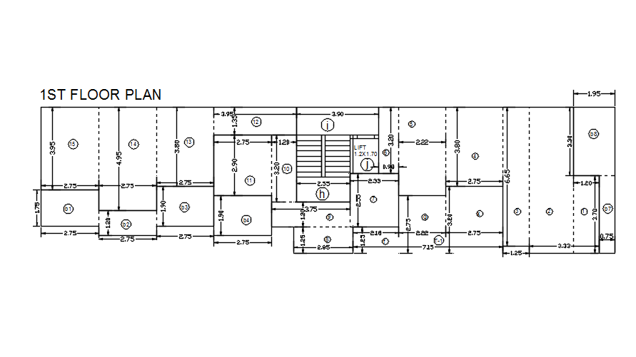 First floor plan of commercial building with detail AutoCAD drawing, dwg file, CAD file