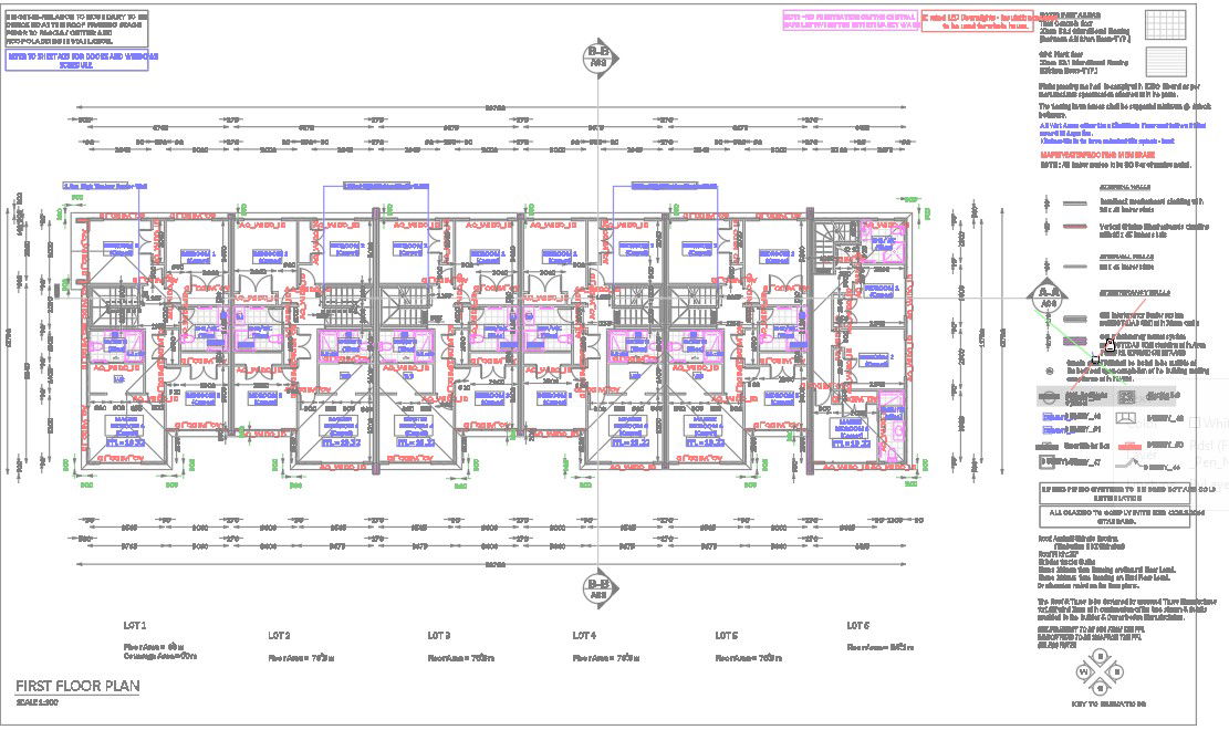 Duplex First Floor AutoCAD 2D Drawing with Bedrooms and Bath