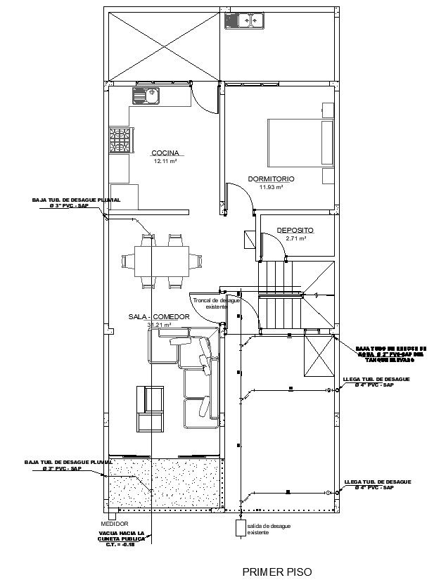 Detailed CAD Layout of Residential First Floor Design