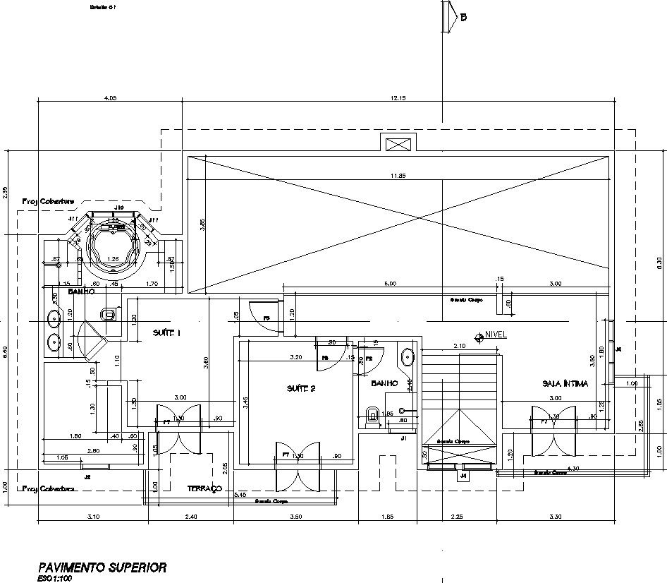 First floor plan with 2 suite and one common room.