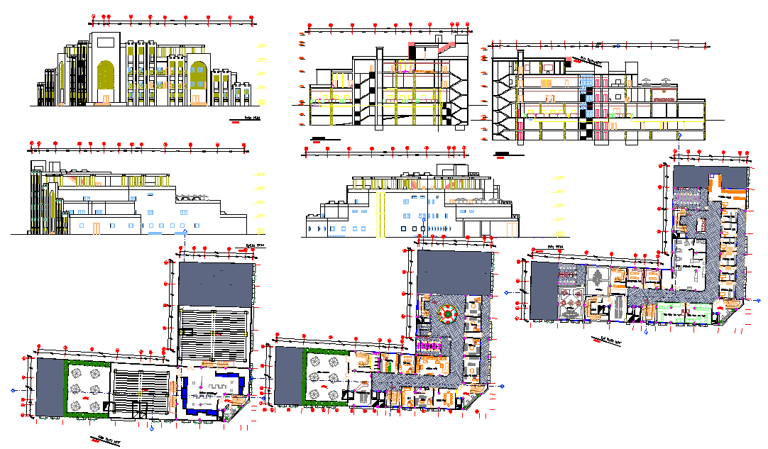 Fish Market Architecture DWG Design with Plan Layout and Sections