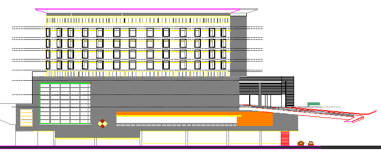 Five Star Hotel Architecture Project Elevation Plan dwg file