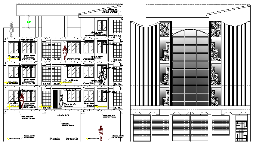 Five Star Hotel Project Elevation Plan dwg file