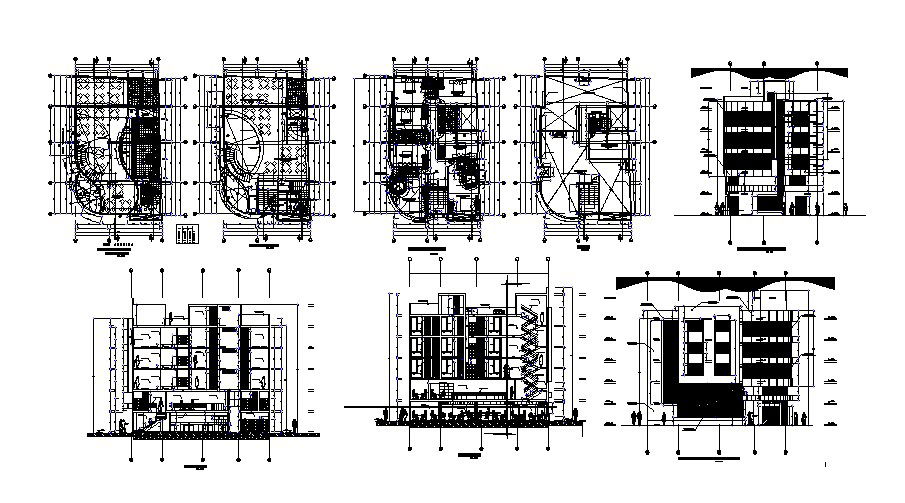 Five flooring luxuries hotel detailed architecture project dwg file