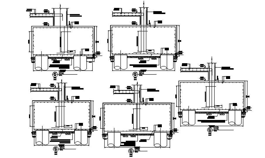 Five types of pile foundation structural drawing section details are given in this AutoCAD Drawing File.Download the AutoCAD file now. 